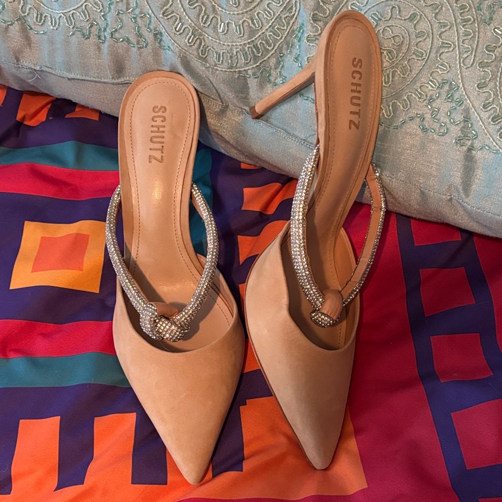SCHUTZ Beige Heels with Sparkling Straps - Picture 2 of 6